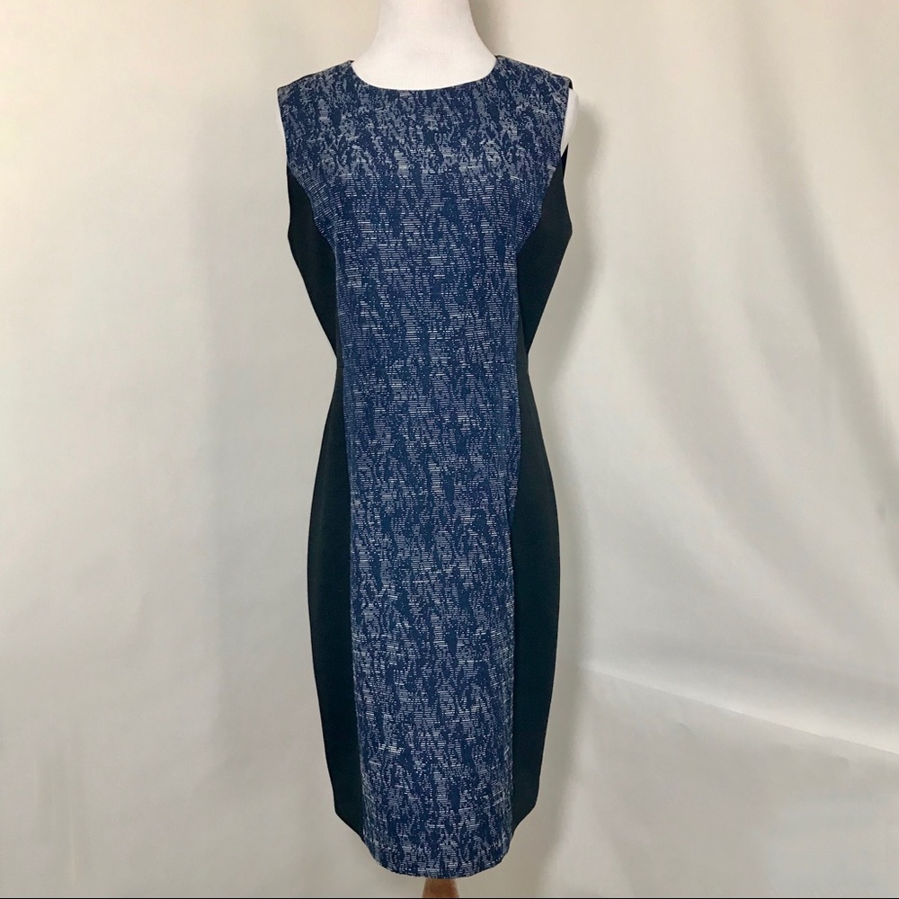 Tahari Black Navy Sleeveless Dress Sz 8